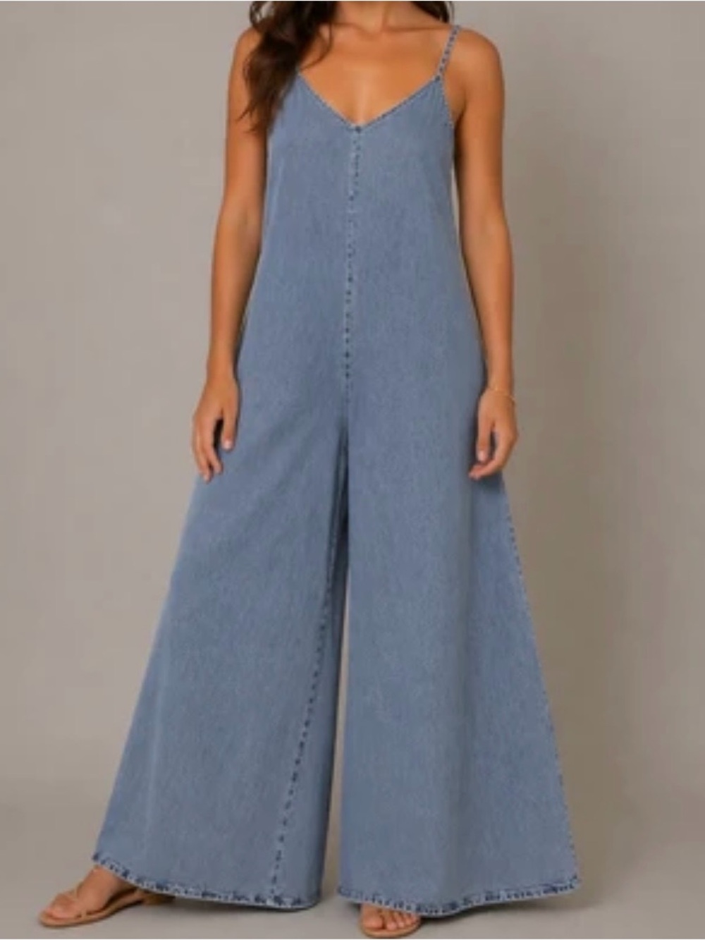 Mystree denim-wash Tencel jumpsuit